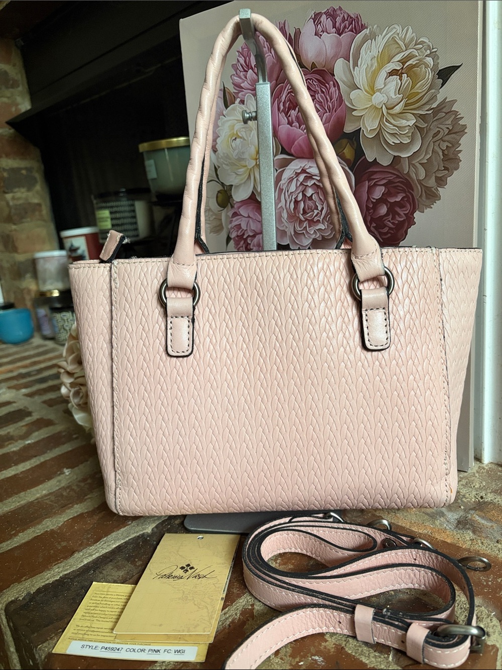 Patricia Nash Blush Pink Textured Shoulder Tote